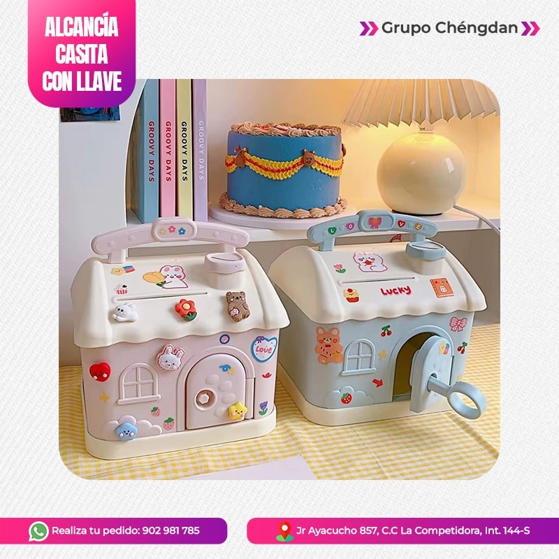 IMPORT JLM S.A.C. - ALCANCIA KAWAI PARA BILLETES Y MONEDAS CON LLAVE CON STICKER 2D Y 3D