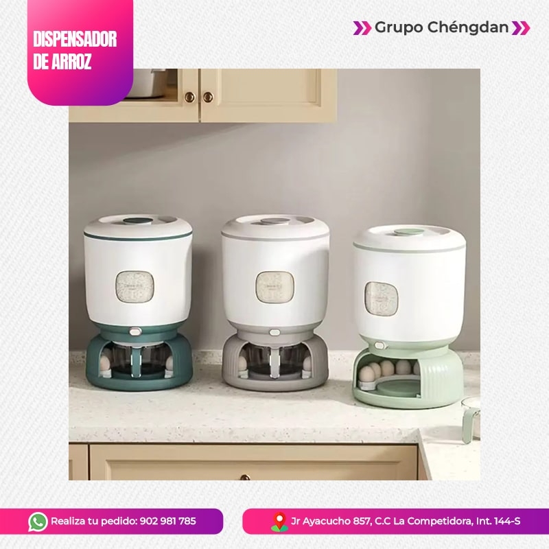 DISPENSADOR DE ARROZ CON PORTA HUEVOS
