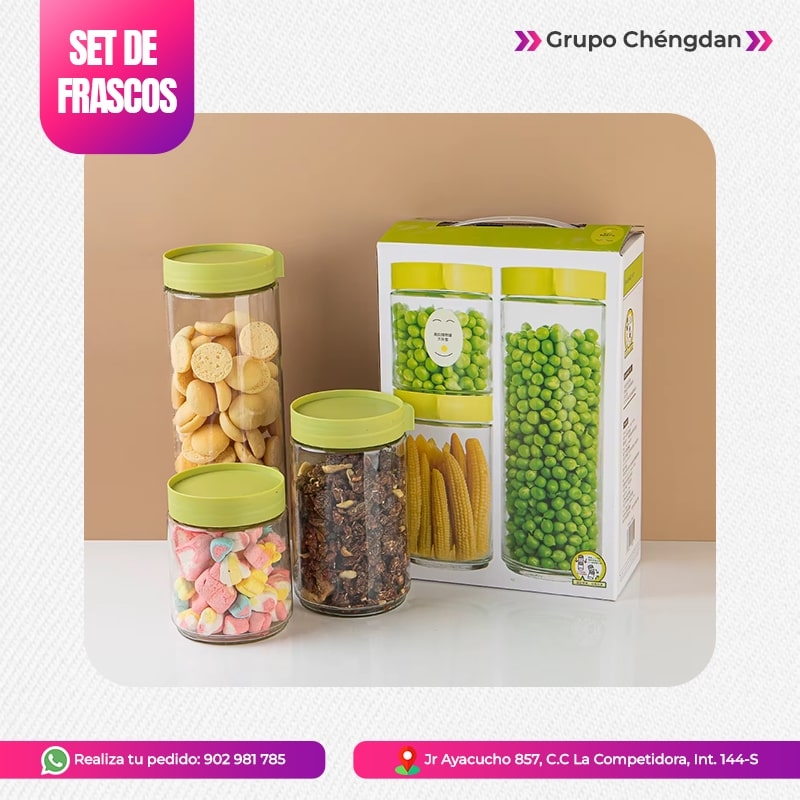 IMPORT JLM S.A.C. - SET DE FRASCOS DE VIDRIO